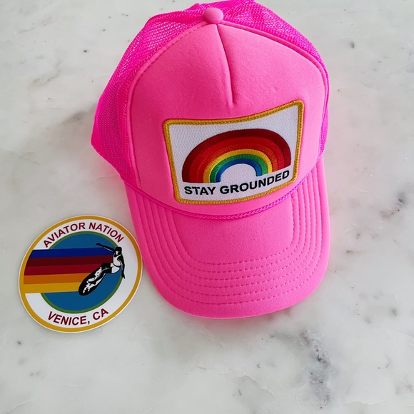 Aviator Nation Blue Stay Grounded Trucker Rainbow Hat STAY GROUNDED TRUCKER HAT – Aviator Nation main image 2